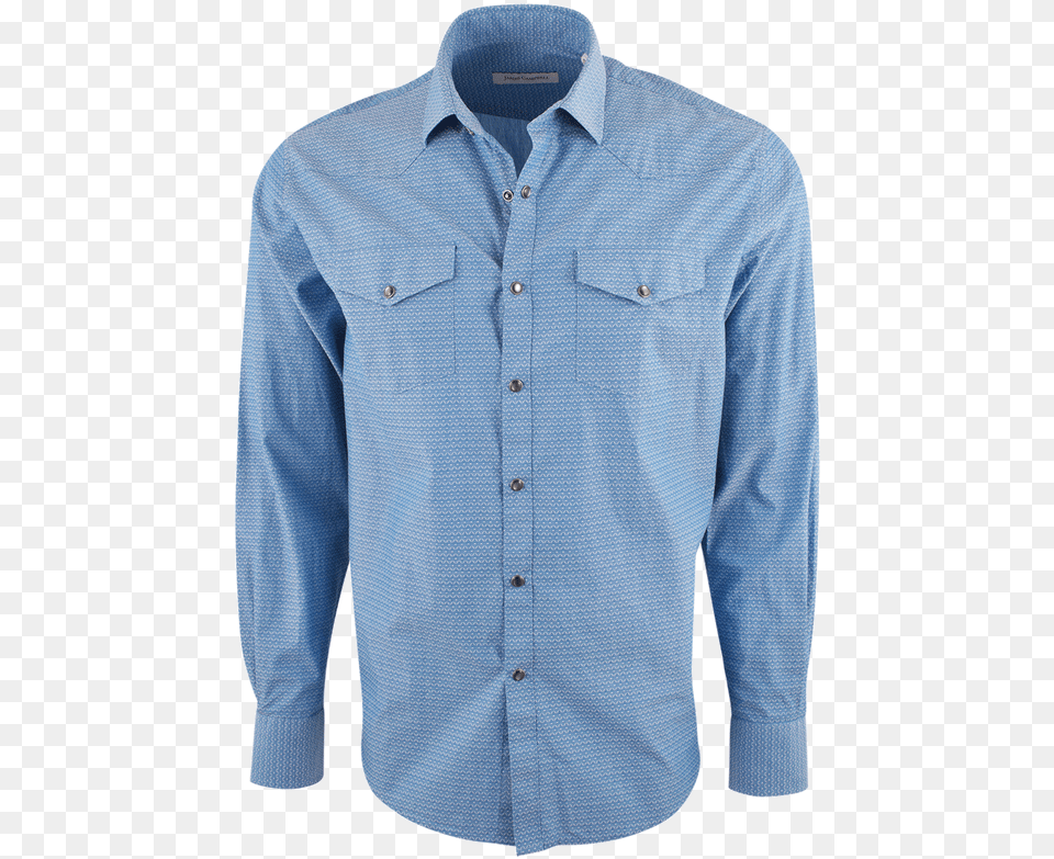 Hd James Campbell Fitz Water Blue Dobby Snap Shirt Button, Clothing, Dress Shirt, Long Sleeve, Pants Free Png Download