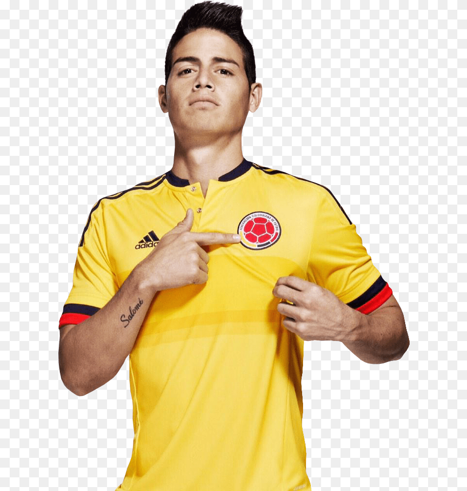 Download Hd James Rodrguez Colombia Football Shirt 15 16 James Rodrguez Seleccion Colombia, Body Part, Clothing, Face, Head Png