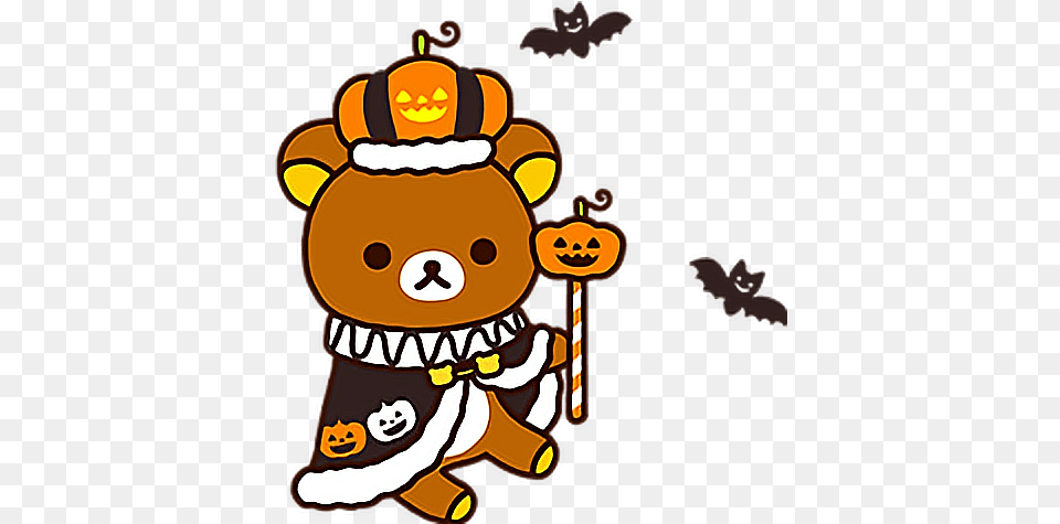Download Hd King Cute Rilakkuma Halloween Pumpkin Bat Halloween Rilakkuma Art, Food, Sweets Free Transparent Png