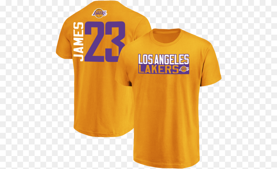 Download Hd Lebron James Los Angeles Lakers Majestic Gold Los Angeles Lakers T Shirt, Clothing, T-shirt, Jersey, Adult Free Transparent Png