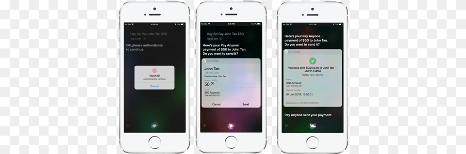 Download Hd Making A Payment Via Siri Iphone Transparent Iphone, Electronics, Mobile Phone, Phone Png