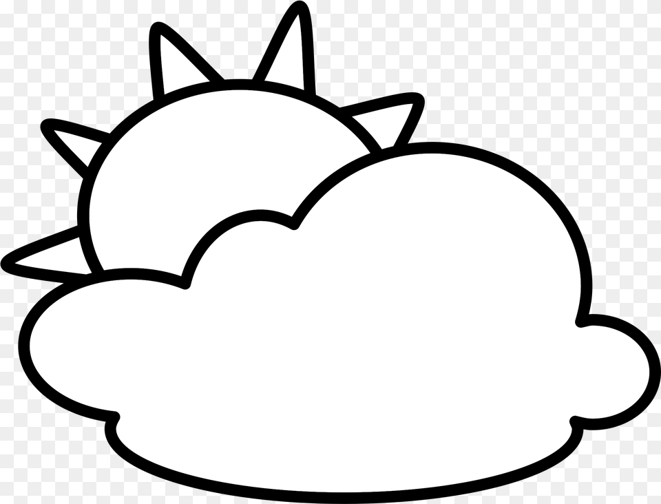 Download Hd Mb Sun And Clouds Clipart Black And White, Stencil Free Transparent Png