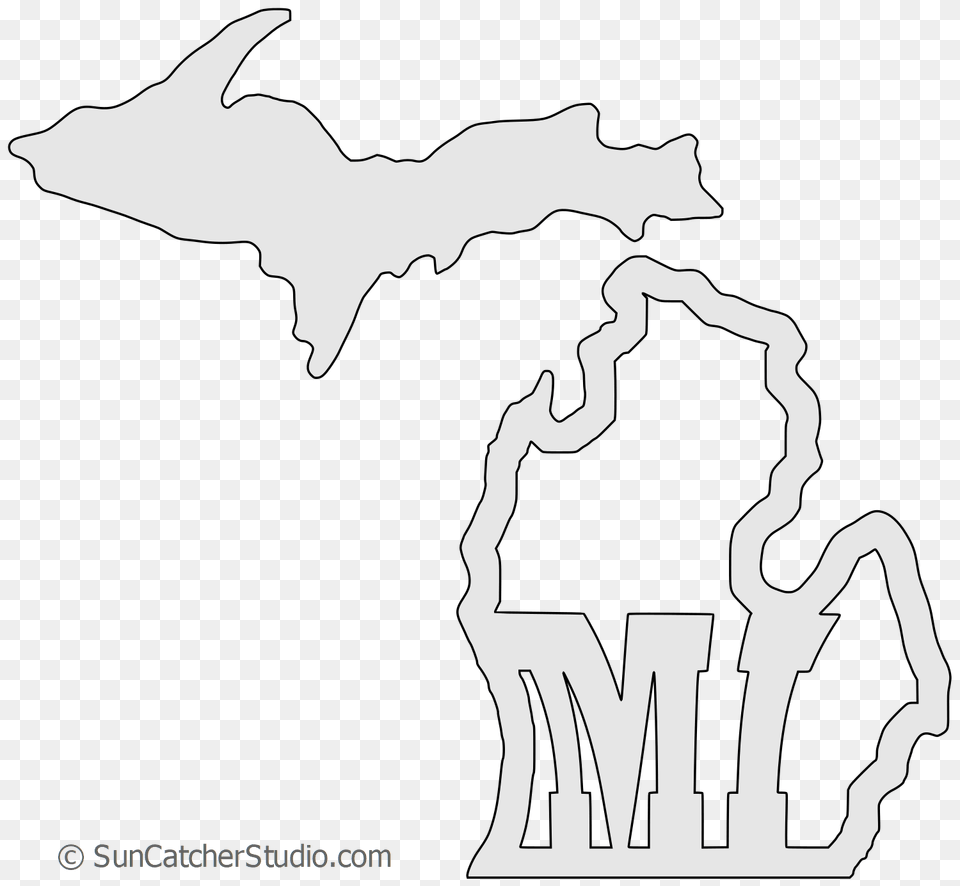 Download Hd Michigan Map Shape Text Outline Scalable Vector Upper Peninsula Michigan Silhouette, Stencil, Person, Logo Free Png