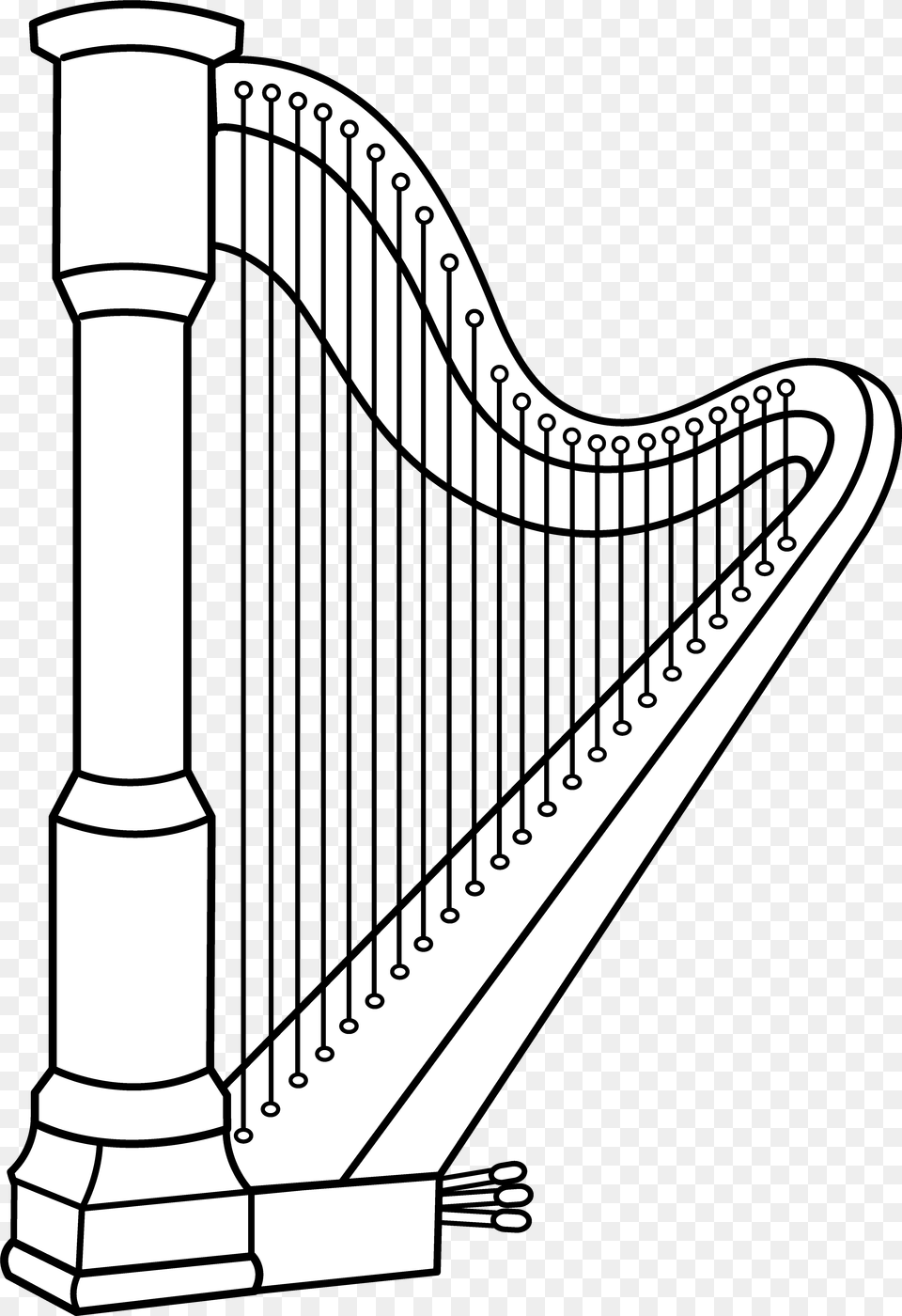 Download Hd Musical Harp Line Art Harp Clip Art Clipart Harp, Musical Instrument Free Png