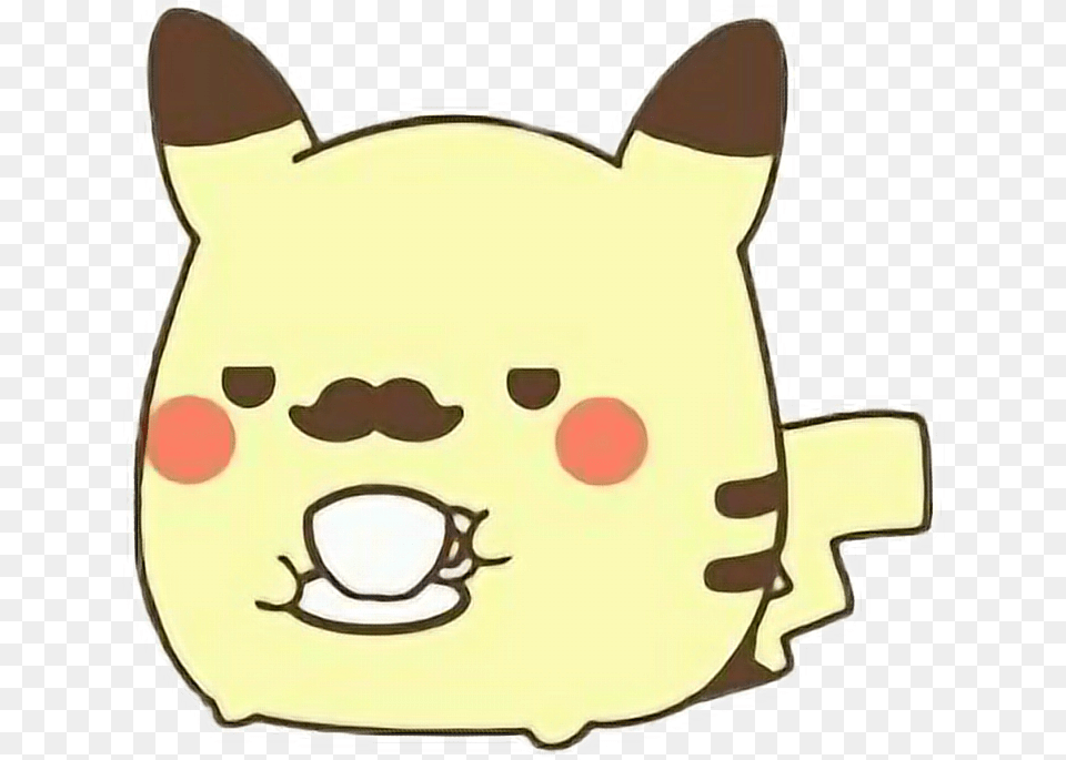 Hd Mustache Cute Pokemon Coffeefreetoedit Pikachu Pikachu Mustache, Bag, Plush, Toy, Beverage Free Png Download