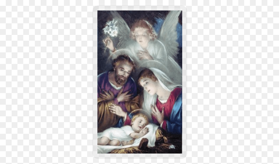 Download Hd Nativity Scene Holy Family At Christmas Family Christmas Dinner Prayer, Adult, Art, Baby, Person Png Image