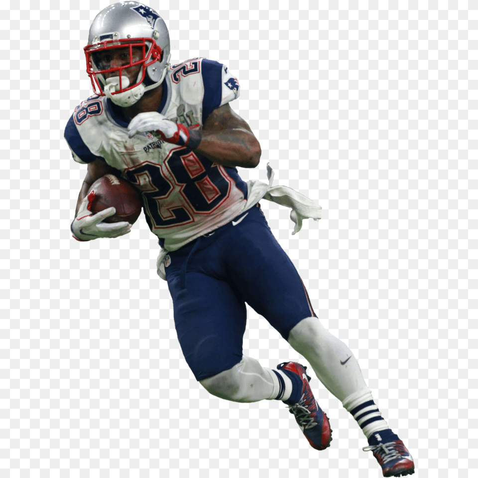 Download Hd New England Patriots James White Patriots, American Football, Playing American Football, Person, Helmet Free Png