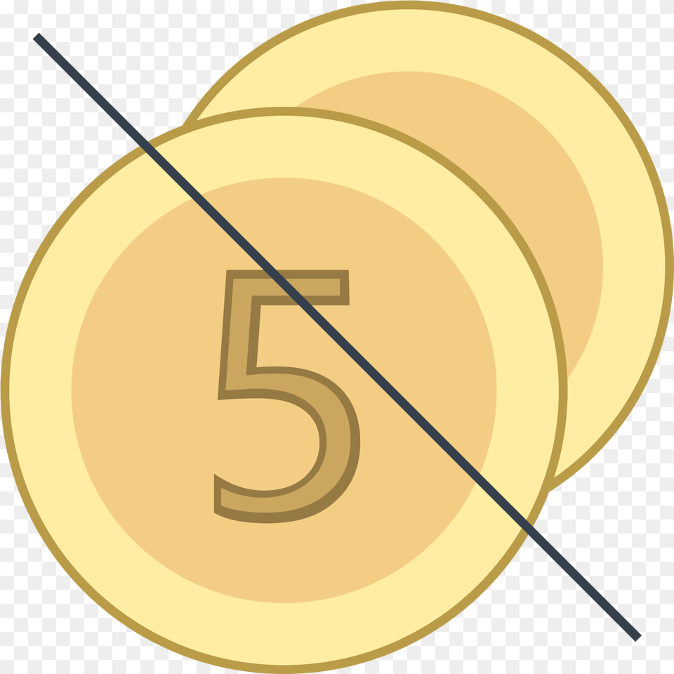 Download Hd No Cash Icon Cash Image Circle, Gold, Number, Symbol, Text Png