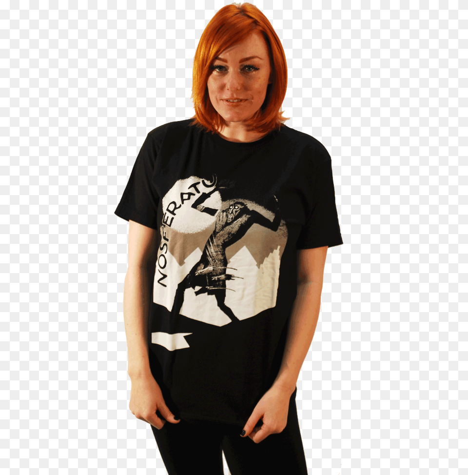 Download Hd Nosferatu Double Sided T Shirt Scorpion Red Hair, Adult, Clothing, Female, Person Free Transparent Png