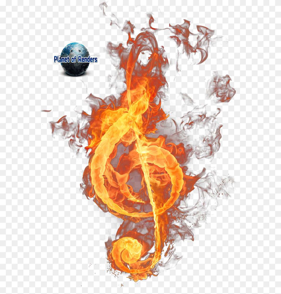 Download Hd Nota Musical Em Chamas Fire Music Symbols Transparent Fire Music, Flame, Bonfire, Sphere Png Image