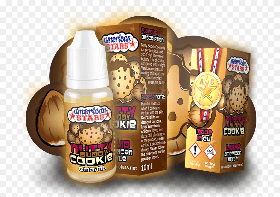 Download Hd Nutty Buddy Cookie American Stars E Liquid, Advertisement, Can, Tin, Bottle Free Transparent Png