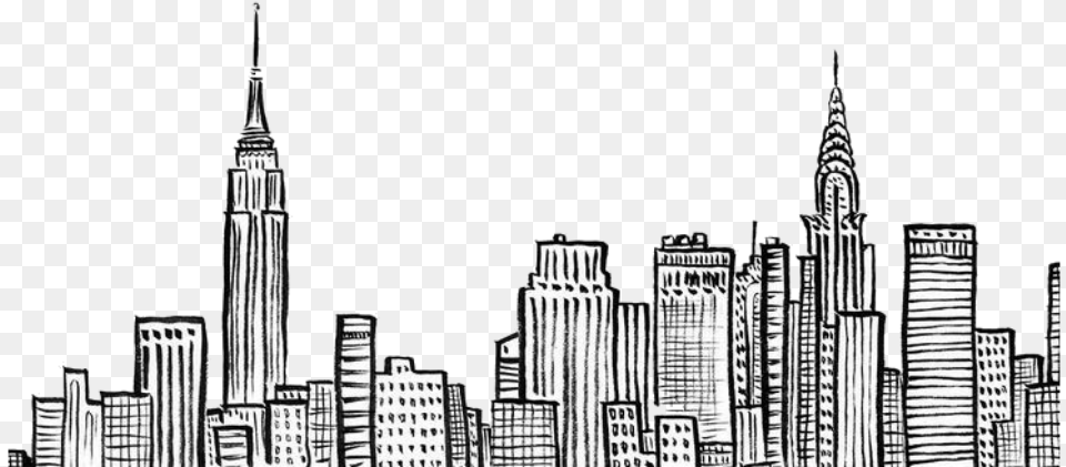 Download Hd Overlay City Drawing Lines Linesdrawing City Easy City Landscape Drawing, Architecture, Tower, Spire, Urban Png Image