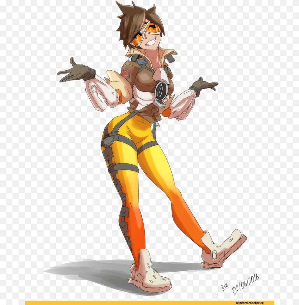 Download Hd Overwatch Tracer Fire Art Overwatch Tracer Anime, Book, Comics, Publication, Adult Free Png