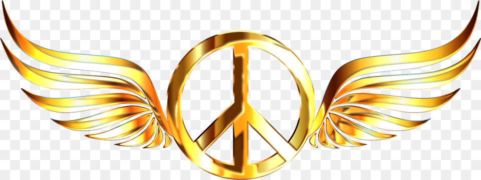 Download Hd Peace Sign Clipart Background Golden Wings Background, Emblem, Symbol, Gold, Logo Png Image