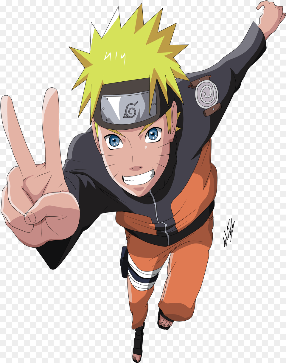 Download Hd Personagens Animes Transparent Naruto Peace Sign, Publication, Book, Comics, Baby Png Image