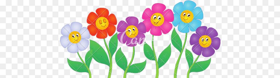 Hd Picture Freeuse Stock Garden Group Cartoon Cartoon Of Garden With Flowers, Anemone, Daisy, Flower, Plant Free Png Download