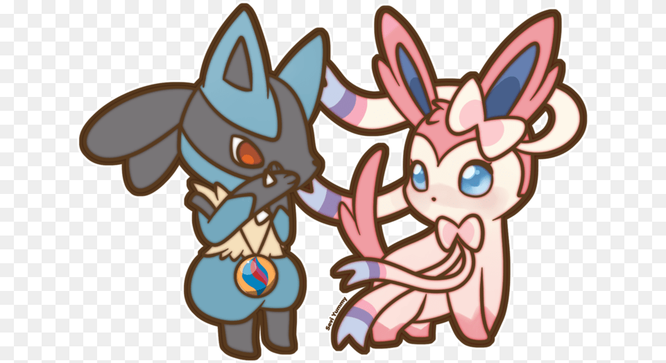 Download Hd Picture Stock Commission Chibi And Lucario Pokemon Lucario Sylveon, Book, Comics, Publication, Dynamite Png Image