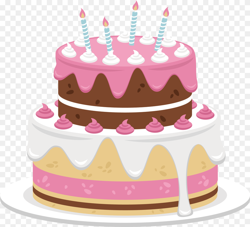 Download Hd Pink Birthday Cake Cute Birthday Cake, Birthday Cake, Cream, Dessert, Food Png Image