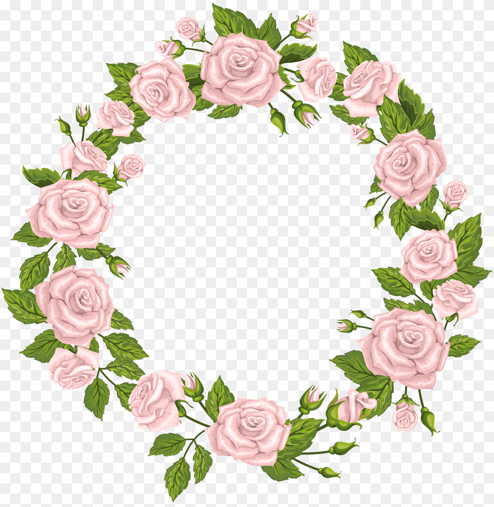 Download Hd Pink Rose Border White Flower Wreath Png