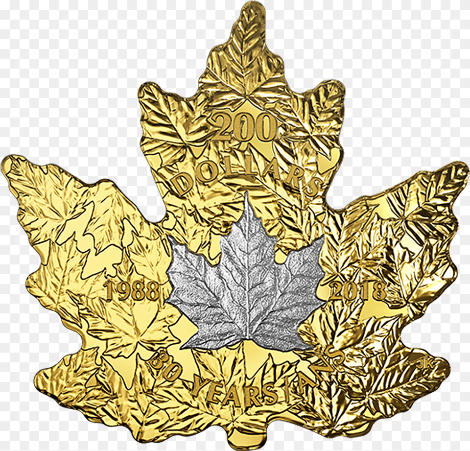 Download Hd Pure Gold Platinum Plated Coin Canadian Canadian Platinum Maple Leaf, Plant, Maple Leaf, Baby, Person Png