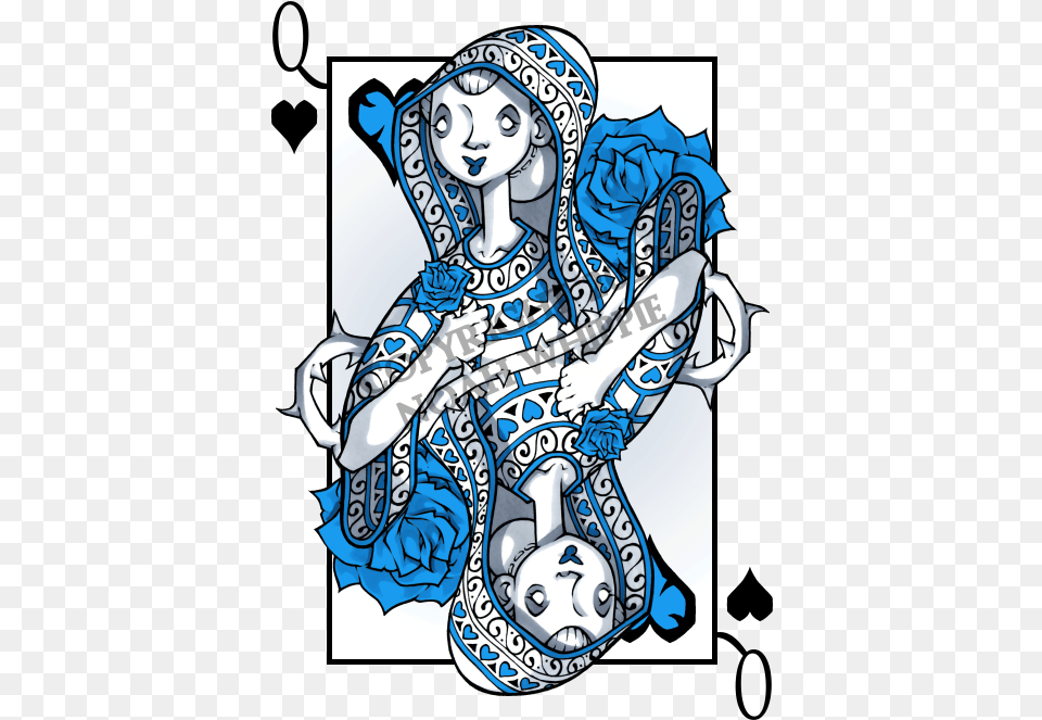 Hd Queen Of Hearts Card Playing Card, Pattern, Art, Doodle, Drawing Free Png Download