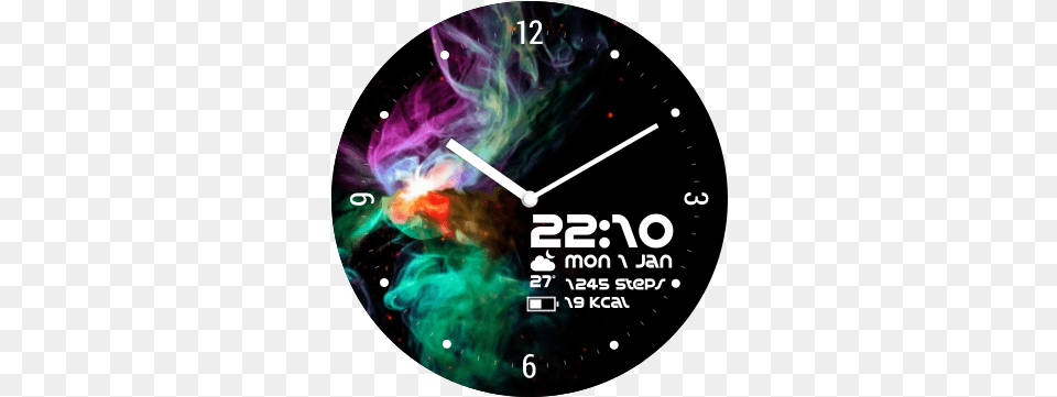 Download Hd Rainbow Smoke Watch Face Preview Transparent Amoled Aurora, Analog Clock, Clock, Chandelier, Lamp Png