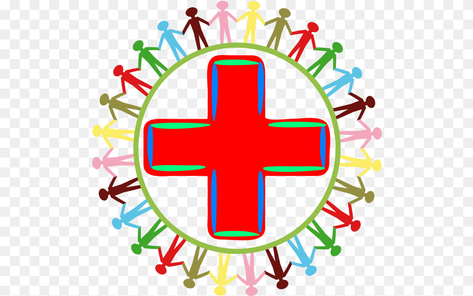 Hd Red Plus Sign Image People Holding Hands Around, Cross, Symbol, Logo, Person Free Png Download