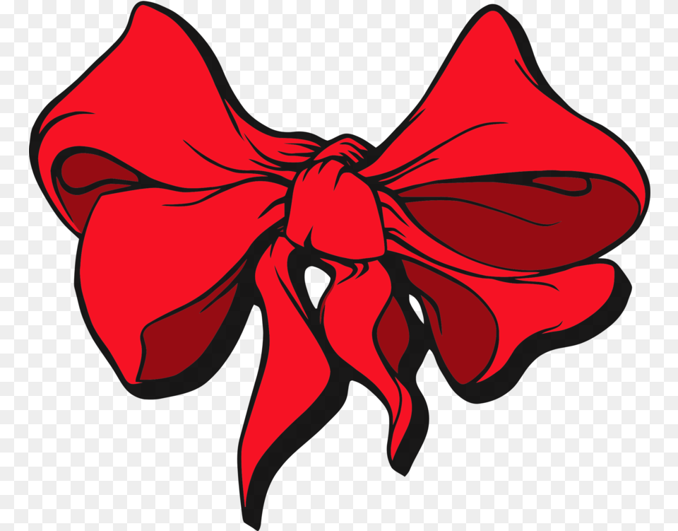 Download Hd Red Ribbon Gift Lazo Clothing Accessories Clip Art Red Ribbon, Plant, Petal, Flower, Tie Free Transparent Png