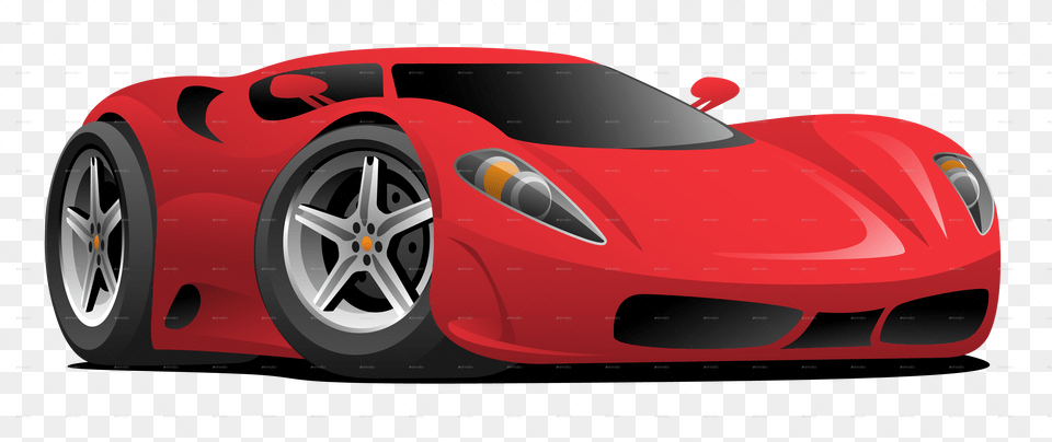 Download Hd Red Sportscar Cartoon Images Of Sports Car Cartoon, Alloy Wheel, Vehicle, Transportation, Tire Png Image