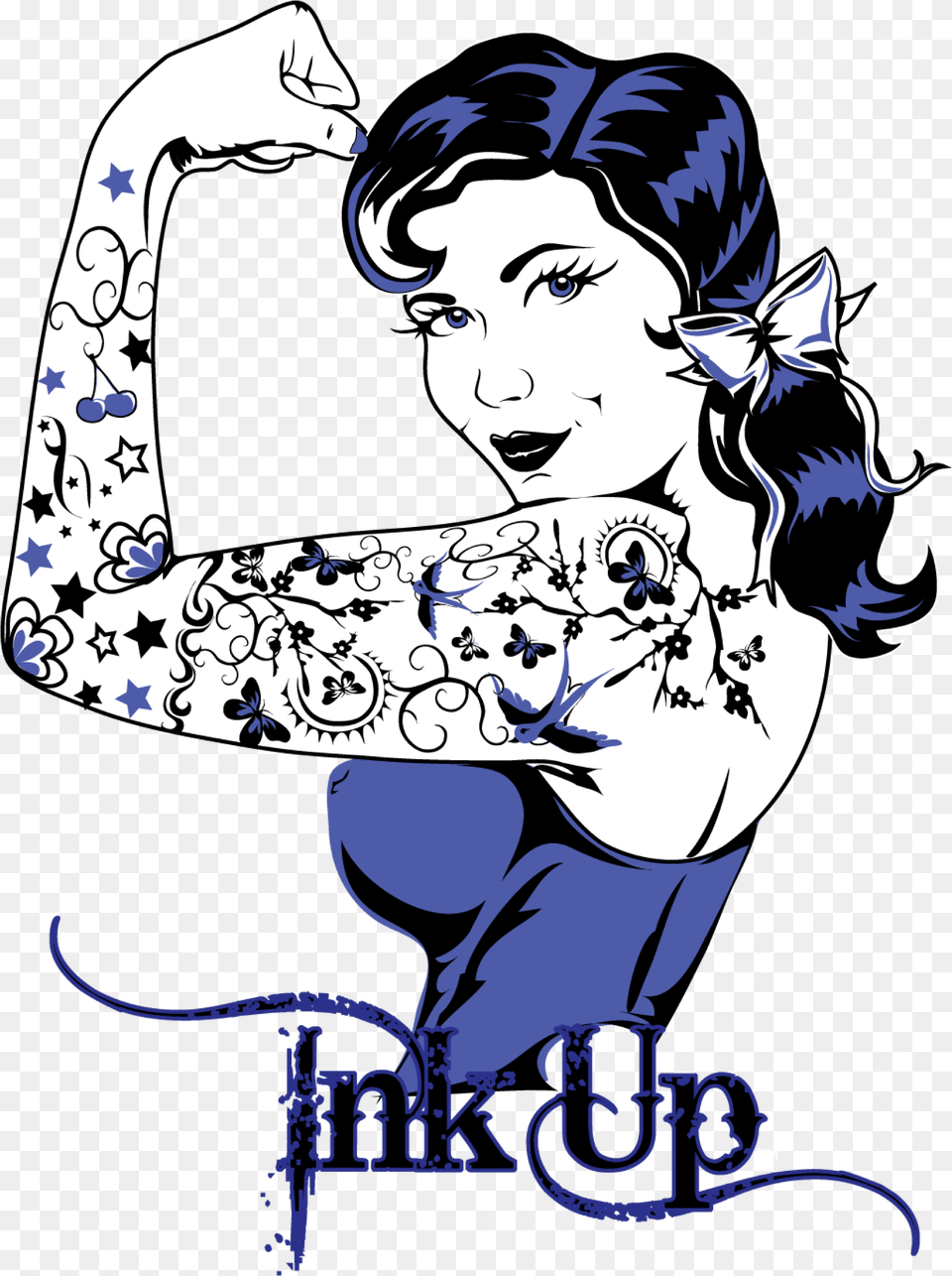 Hd Retro Rockabilly Tattoo Pinup Girl Vector People With Tattoos Clipart, Art, Graphics, Face, Book Free Png Download