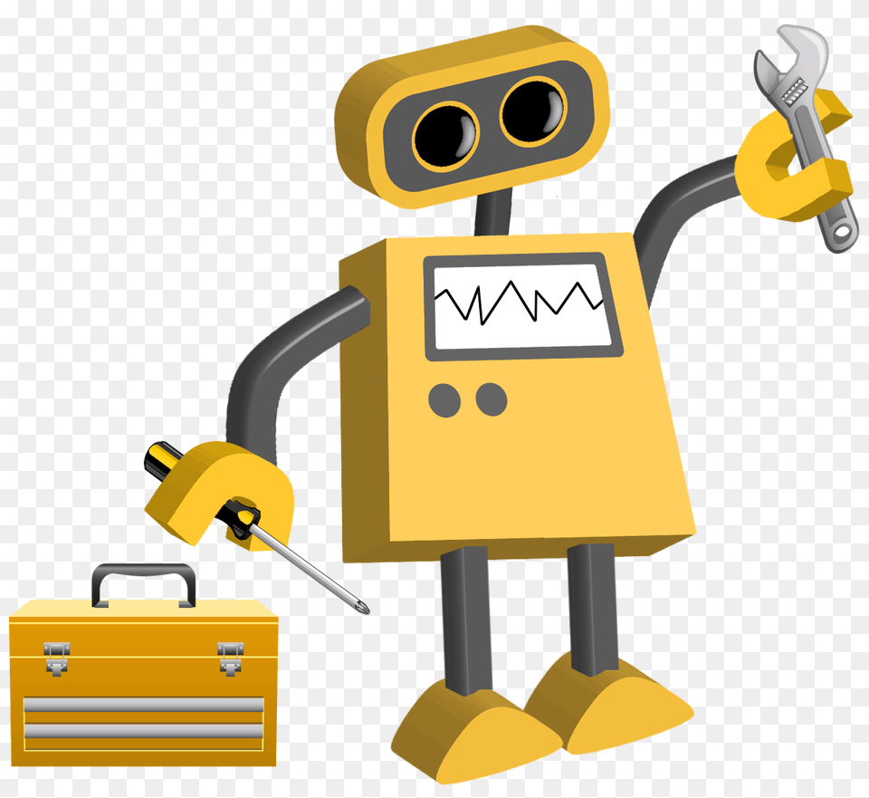 Download Hd Robots Clipart Yellow Cartoon Robot Transparent Background, Bulldozer, Machine Free Png