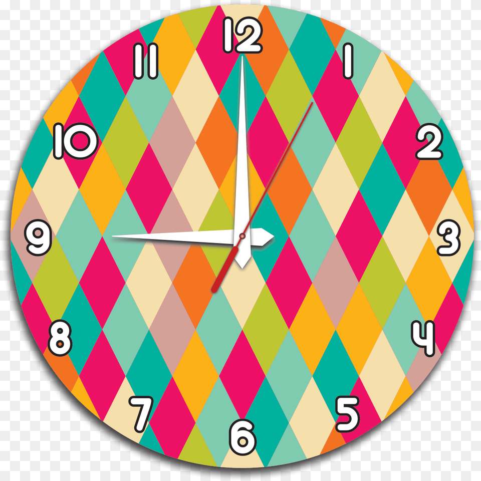 Download Hd Round Wooden Wall Clock Diamond Pattern Circle, Analog Clock, Wall Clock, Disk Png