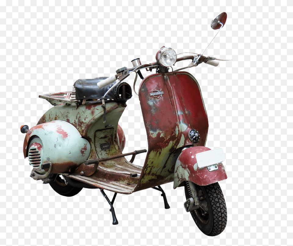 Download Hd Scooter With Old Scooter, Motorcycle, Transportation, Vehicle, Machine Png Image