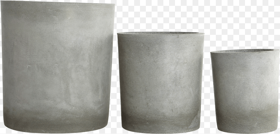 Download Hd Set Of 3 Planters From House Doctor Dk Large Concrete Flower Pots, Cylinder, Cup, Pottery Png Image