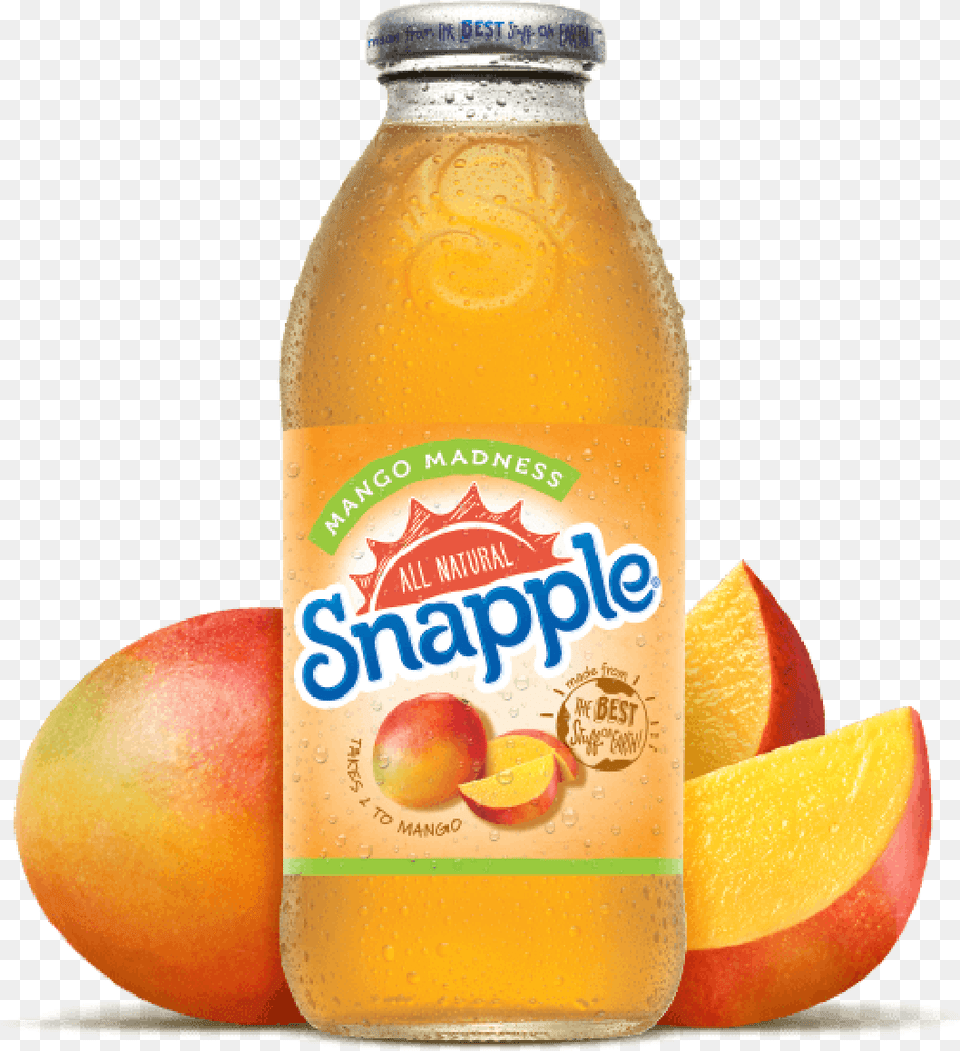 Download Hd Snapple Mango Madness Orange Soft Drink, Juice, Beverage, Plant, Apple Png