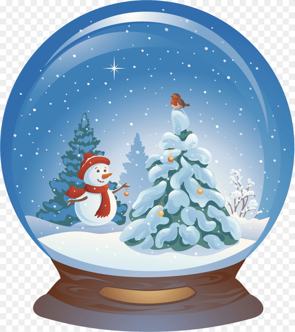 Download Hd Snowman Blue Ball Claus Illustration Crystal Tree, Nature, Outdoors, Winter, Snow Png Image