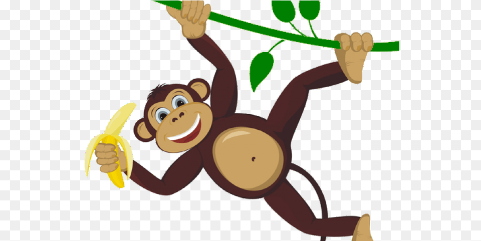 Download Hd Spider Monkey Clipart Monkey Cartoon, Banana, Food, Fruit, Plant Free Transparent Png