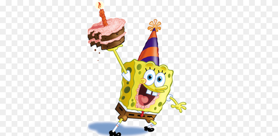 Hd Spongebob Happy Birthday Spongebob Sponge Bob Square Pants Birthday, Clothing, Hat, Party Hat, Birthday Cake Free Png Download