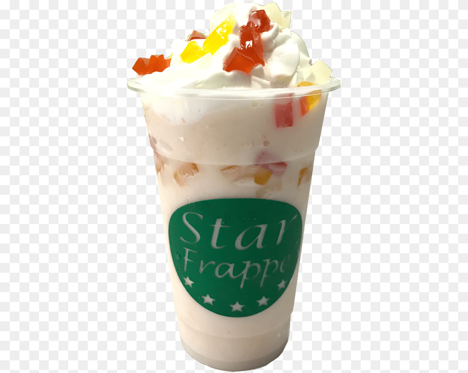 Download Hd Star Frappe Food Cart Products Milk Tea Star Fresh, Cream, Dessert, Ice Cream, Whipped Cream Png
