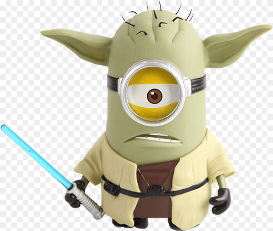 Download Hd Starwars Sticker Minion Star Wars Yoda Chewbacca Minions Star Wars, Plush, Toy, Sword, Weapon Free Png