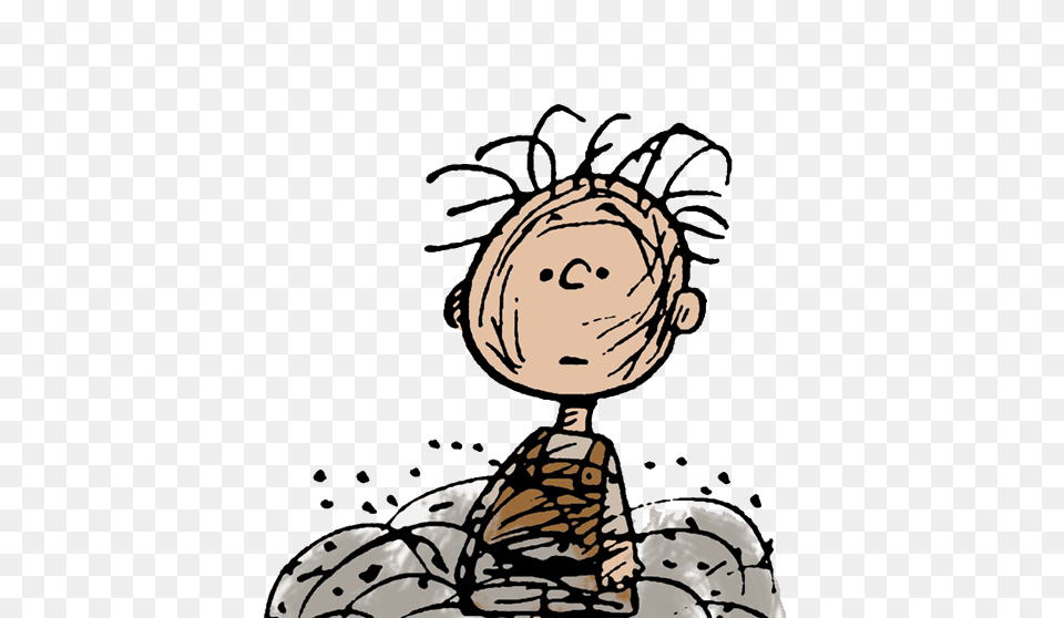 Download Hd Surrounded By A Cloud Of Dust Pigpen Peanuts Pig Pen From Charlie Brown, Baby, Person, Art, Face Free Png