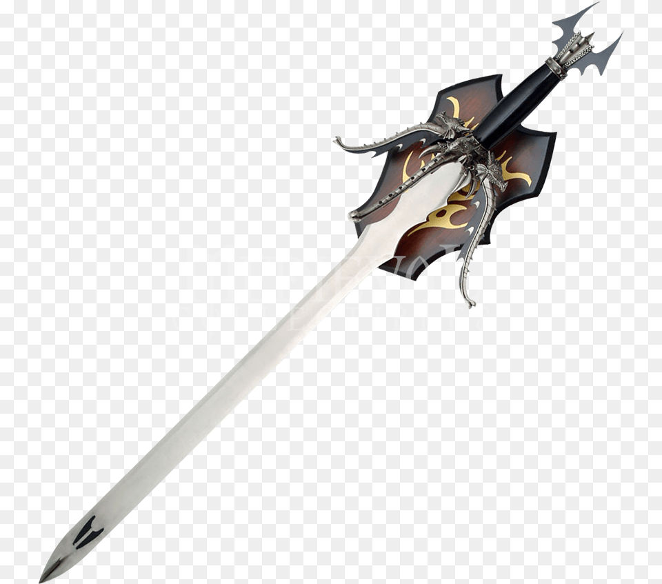 Download Hd Svg Black And White Quadruple Headed Dragon Sword, Weapon, Blade, Dagger, Knife Free Png