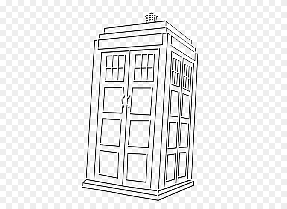 Download Hd Tardis Outline Black And White Tardis Transparent, Closet, Cupboard, Furniture, Scoreboard Free Png