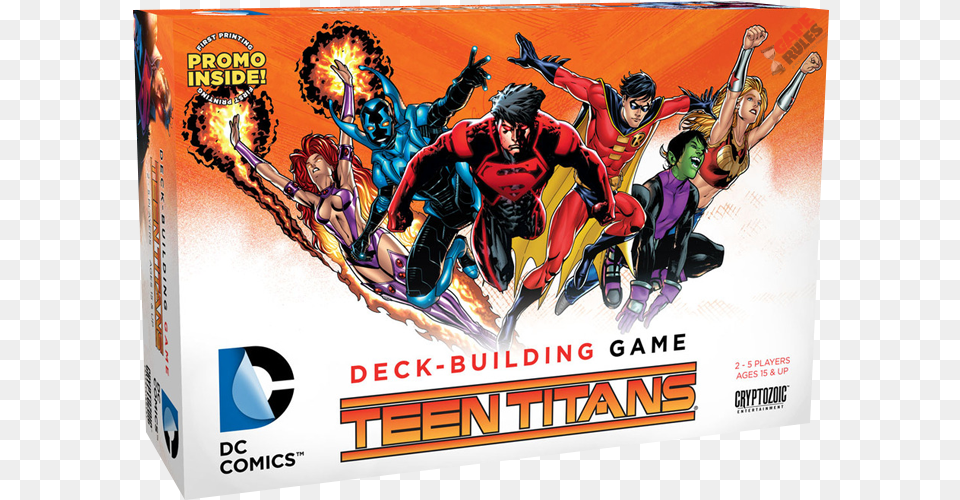 Download Hd Teen Titans Go Logo Dc Deck Building Game Teen Titans, Book, Comics, Publication, Person Png Image