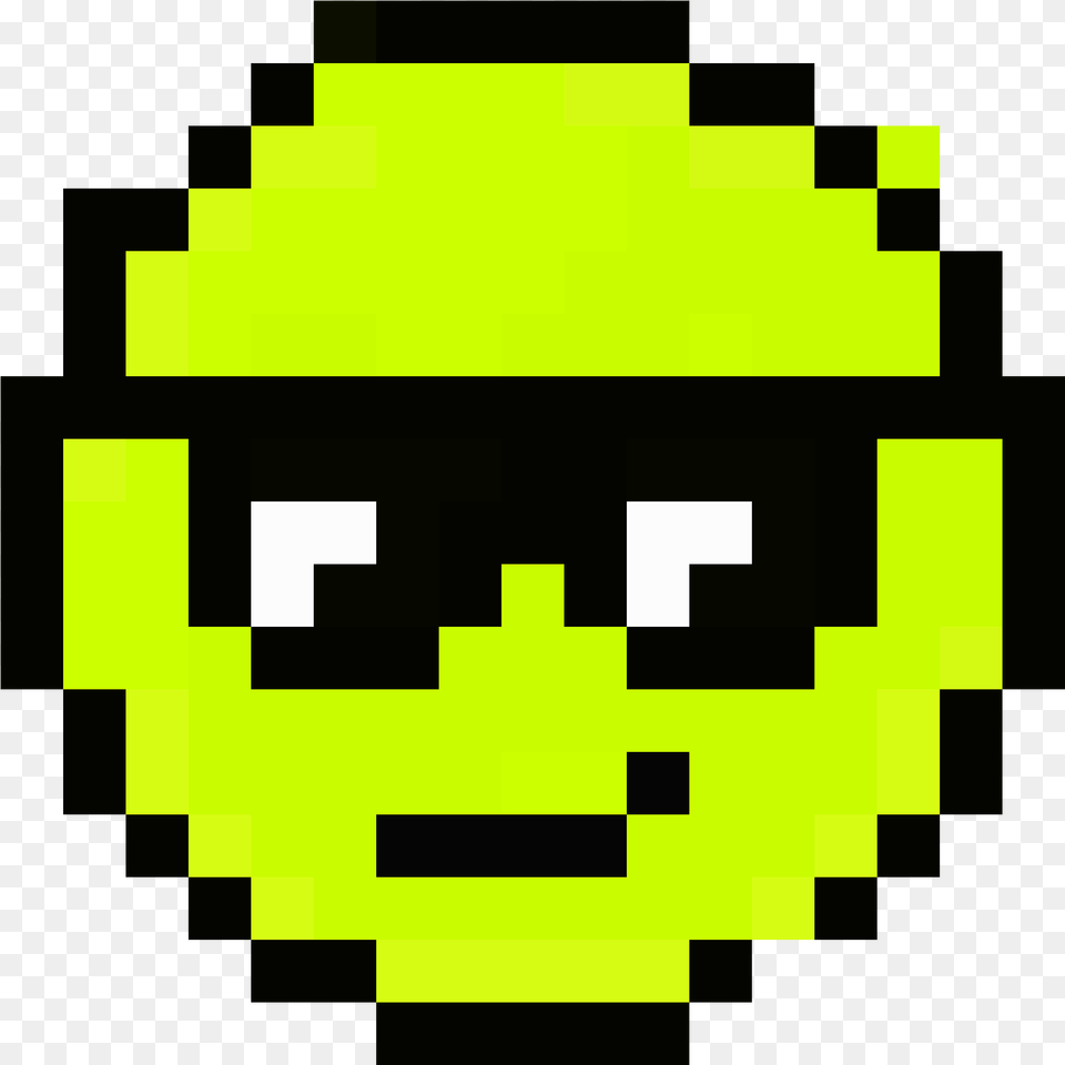 Download Hd The Cool Emoji Happy Emoji Pixel Art Smiley Face Pixel Art, First Aid, Green, Logo Png