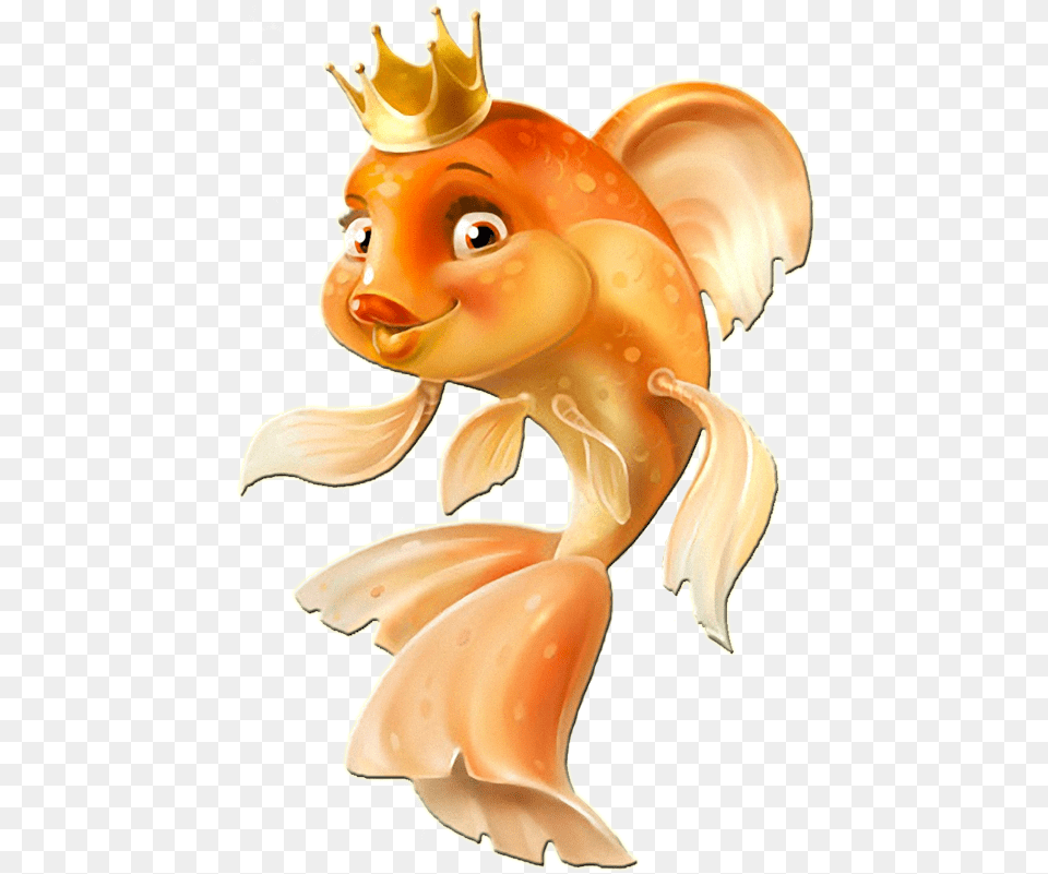 Hd The Cutest Golden Fish Queen Fish Cartoon, Animal, Sea Life, Goldfish, Baby Free Png Download