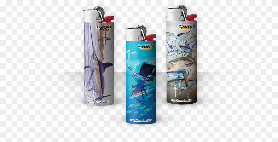 Download Hd Three Pocket Lighters Guy Harvey Bic Lighter Water Bottle, Can, Tin Free Transparent Png