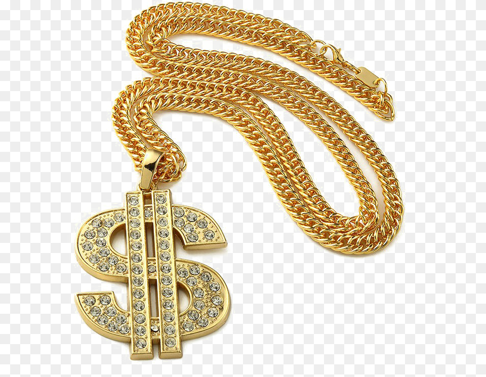 Download Hd Thug Life Dollar Gold Chain Gold Dollar Sign Chain, Accessories, Jewelry, Necklace Free Transparent Png