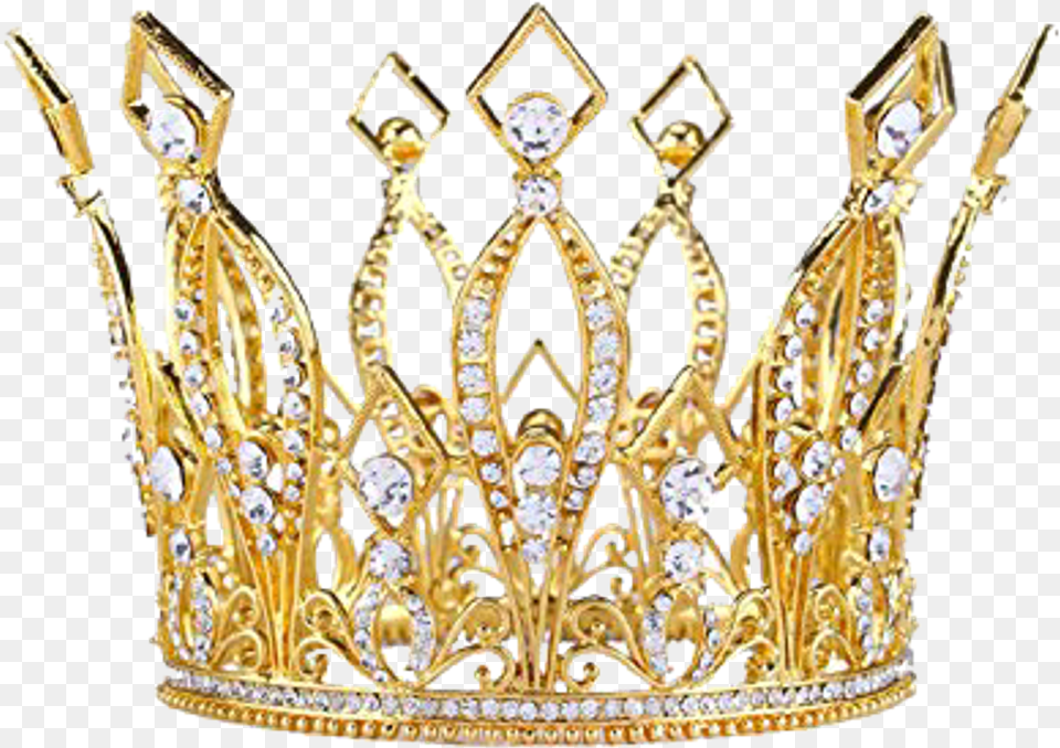 Download Hd Tiara Sticker Gold Queen Crown Queen Gold Crown, Accessories, Jewelry, Chandelier, Lamp Free Transparent Png