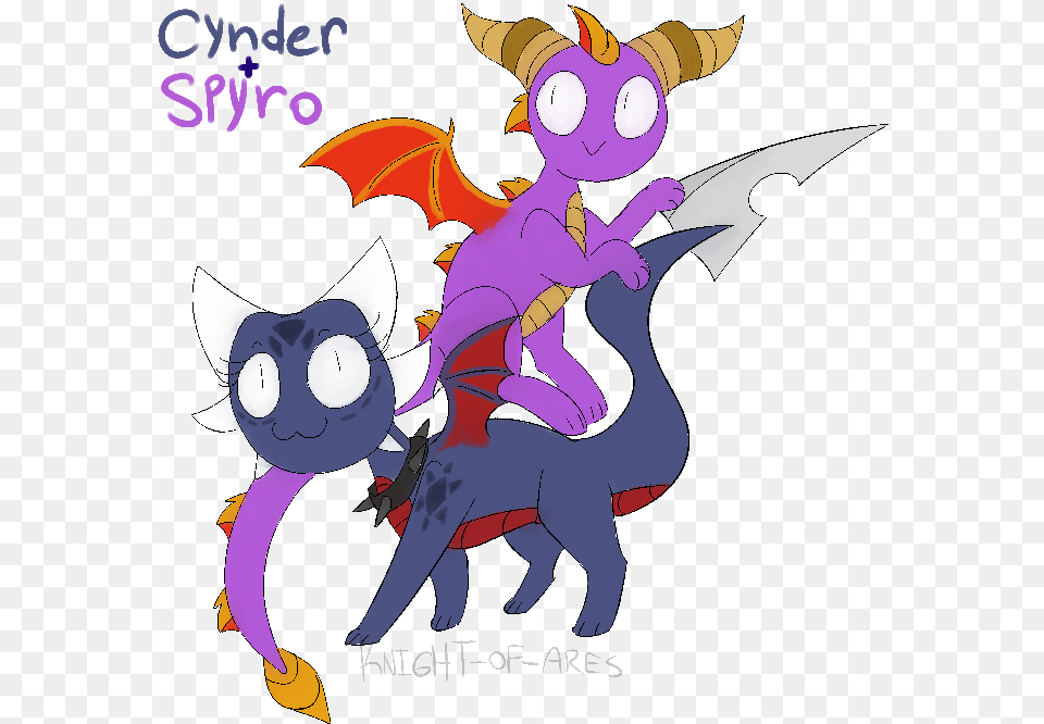 Download Hd Tiny Cynder Plus Spyro By Knight Cartoon Dragon, Purple, Book, Comics, Publication Png Image